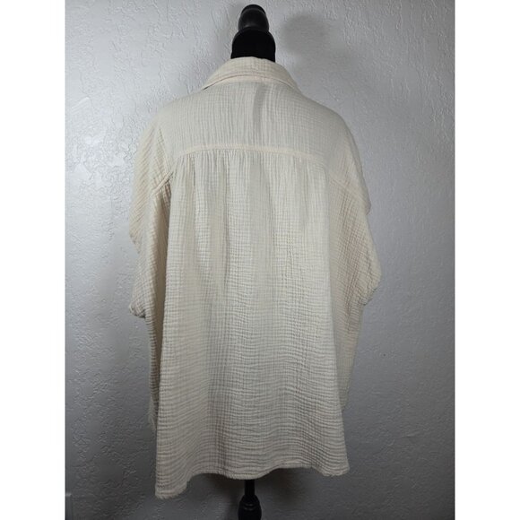 Torrid Collared Button Down Gauze Sleeveless Drop Sleeve Size 5 Cream Cotton - Picture 4 of 6